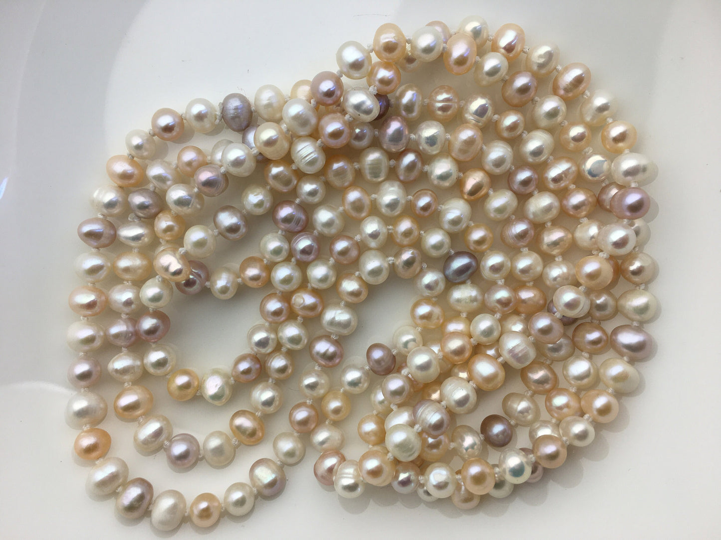 58'' AA+ 6mm mix color potato pearl Necklace,Pearl necklace,NPN1-106