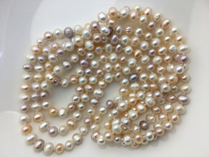 58'' AA+ 6mm mix color potato pearl Necklace,Pearl necklace,NPN1-106