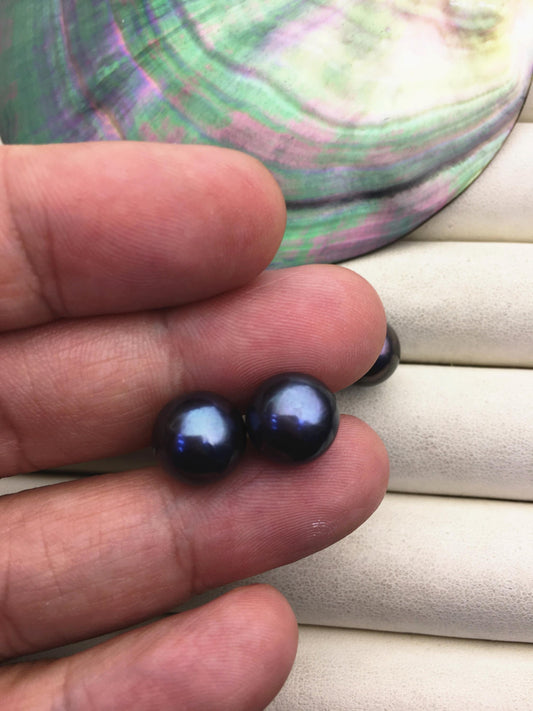 1 pair AA+ 10-11mm black round edison pearl stud earrings,S925 Sterling Sliver stud earrings,wedding pearl earrings,SE3-T9-60