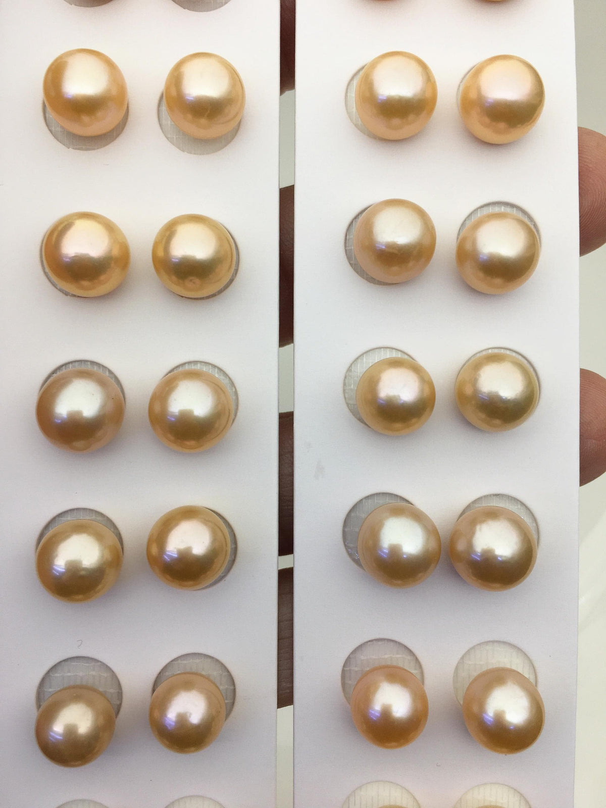 2 pairs AAA 9-10mm orange round freshwater pearls pair,half hole,RP9-3A-1