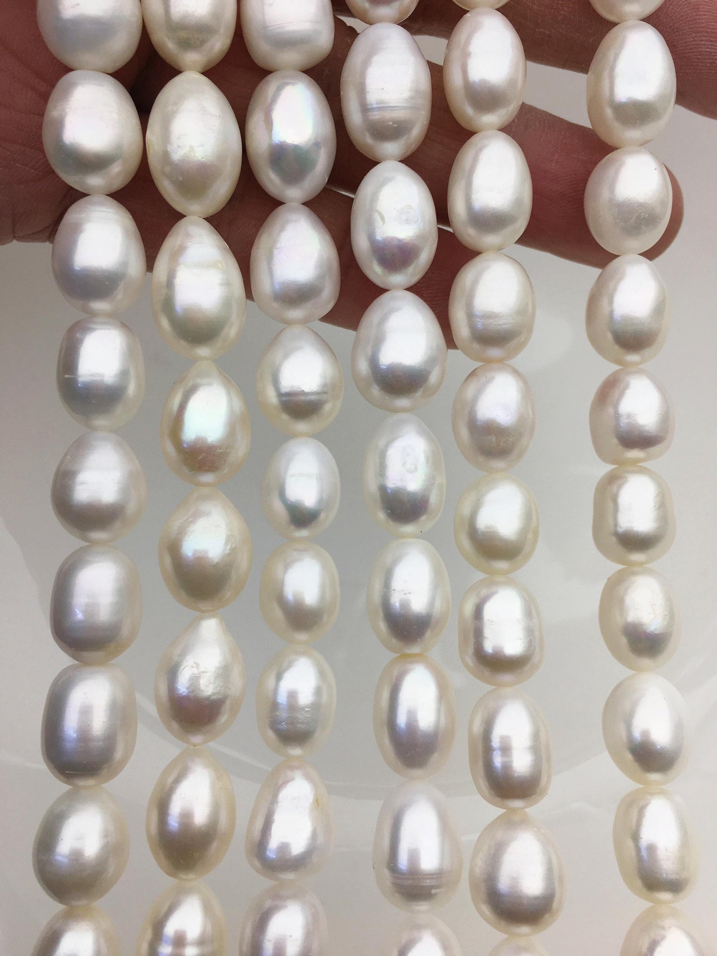 AA+ 9.3-11mm white long rice freshwater pearls,LR11-T2