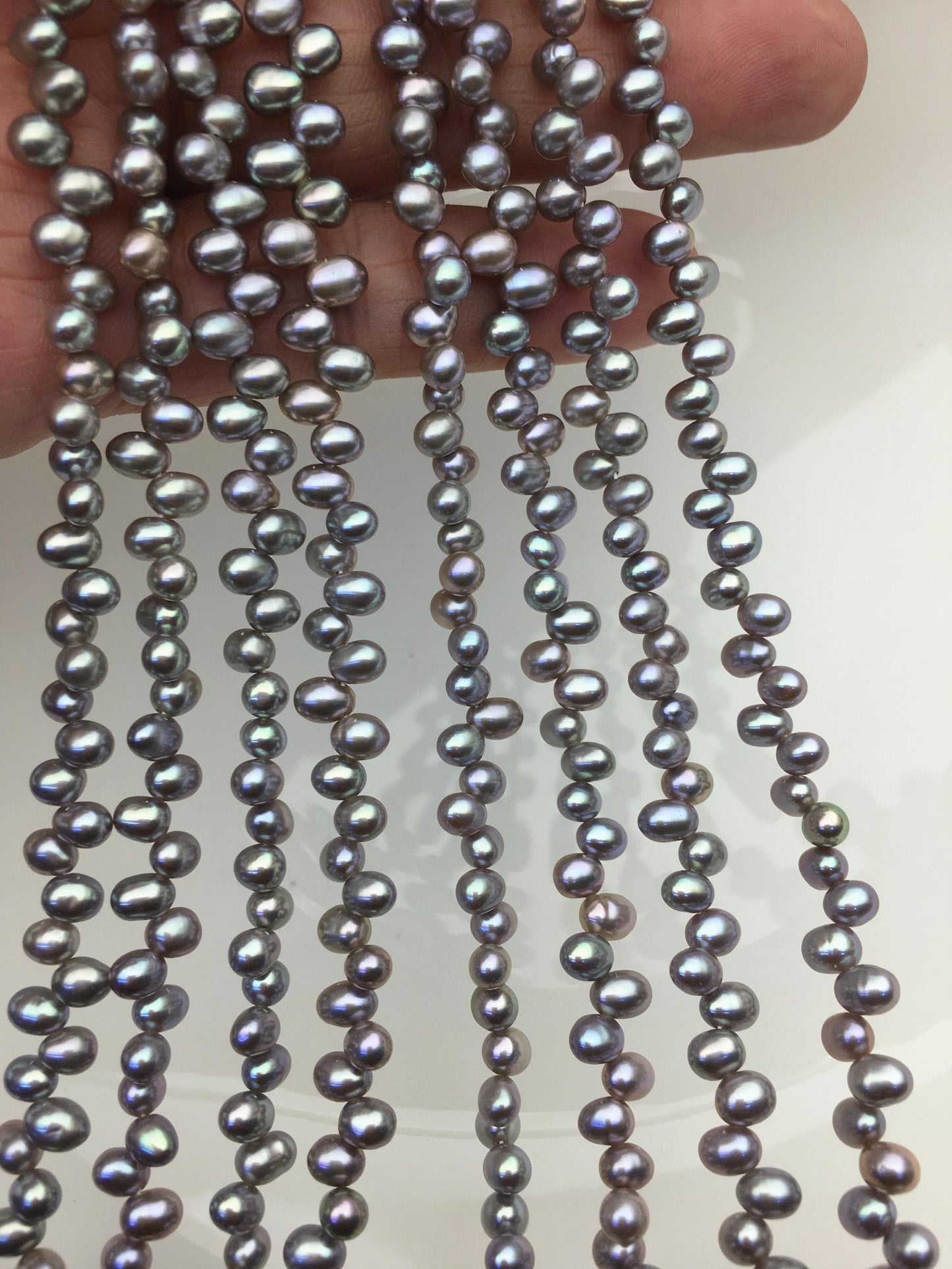 AAA 4-4.5mm gray rice freshwater pearls,Cultured white rice freshwater pearls beads strand,Valentine's Day gift,LR4-3A-47