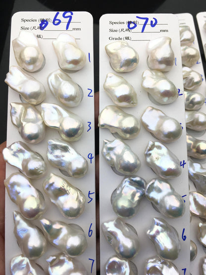 1 pair AAA 14-18x20-28mm White Flame ball Pearl Pairs-0.9mm top half hole-large Baroque freshwater pearl pairs,Fire Ball Pearl,FL15-3A-8-43