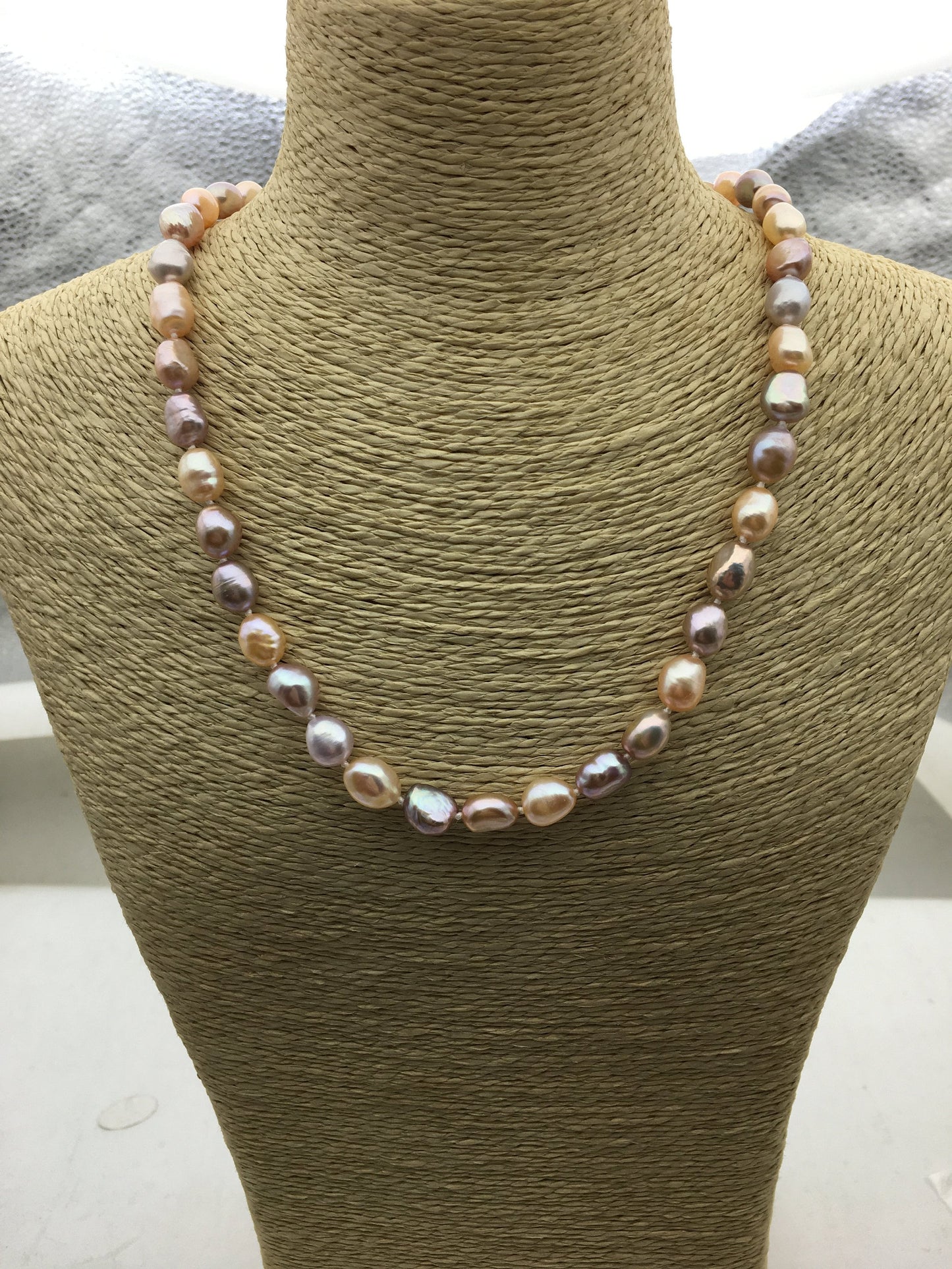 17.5'' AA+ 8mm Mix Color Nugget Pearl necklace,white pink purple freshwater pearl necklace, NPN1-100
