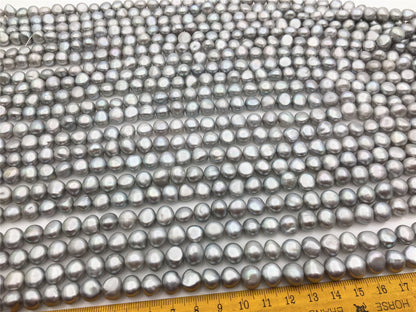 AAA 8.3-9.3x9-10mm gray nugget freshwater pearls,Irregular Beads for Pearl Necklace bracelet,gray baroque pearl strand,LM9-3A-22