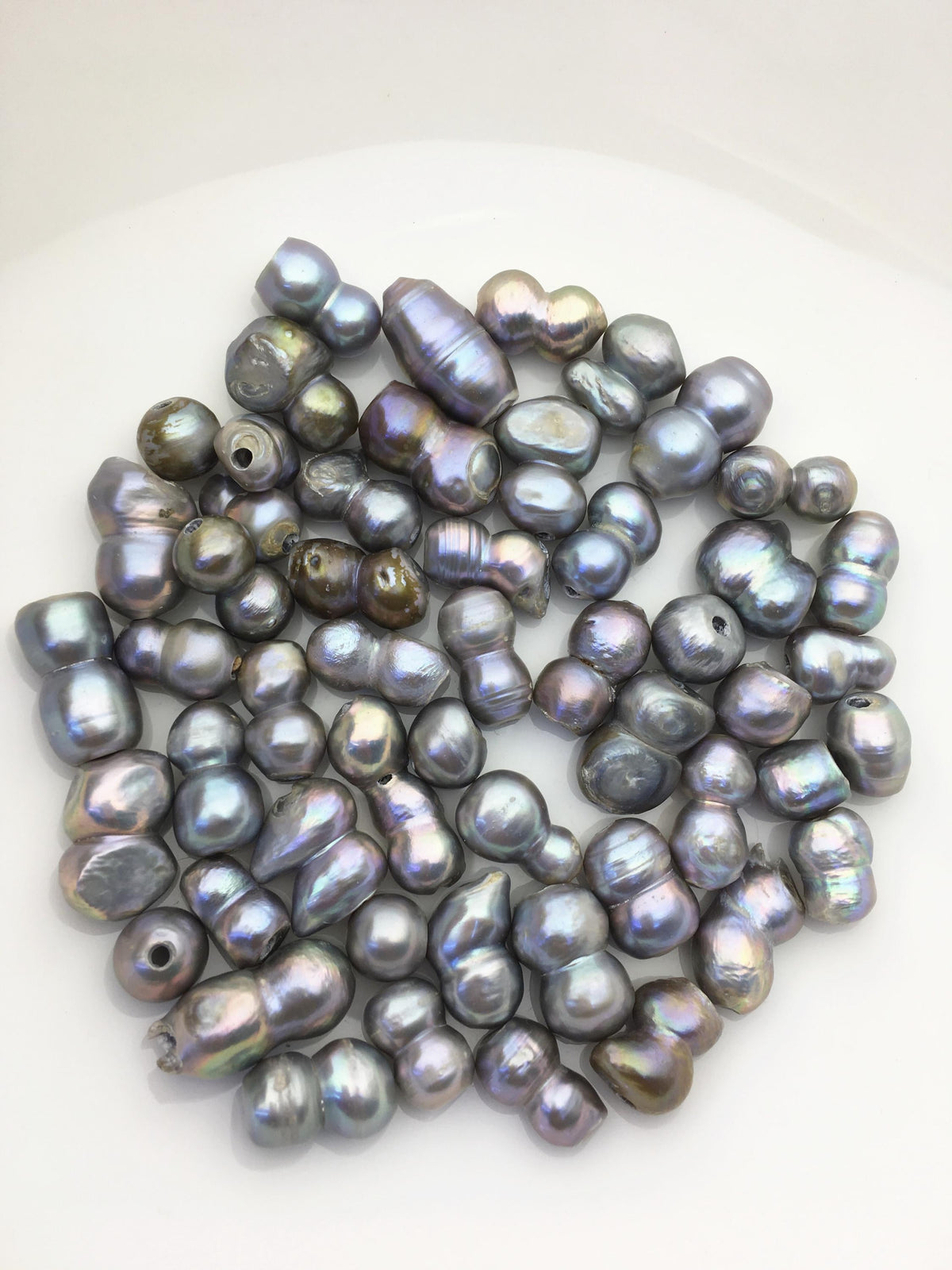 50pcs A 10-14mm gray baroque freshwater pearls, 2.2mm large hole,ZS-T44
