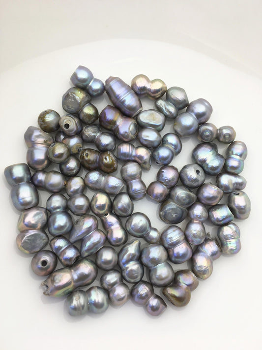 50pcs A 10-14mm gray baroque freshwater pearls, 2.2mm large hole,ZS-T44