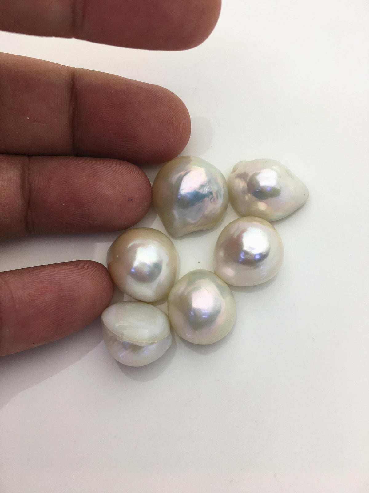 6pcs AAA 15-16mm white Baroque Mabe Freshwater Pearls,no hole,MB-T39