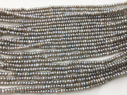 2 strands AA 3-3.5mm gray potato freshwater pearls,gray seed pearl,small size pearls bead ,for pearl necklace,CR3-2A-26