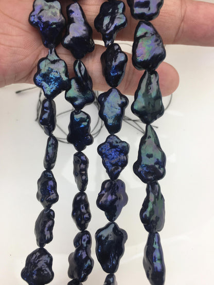 AA 11-12mm deep blue black long plum blossom Freshwater Pearl,ZS-119-40