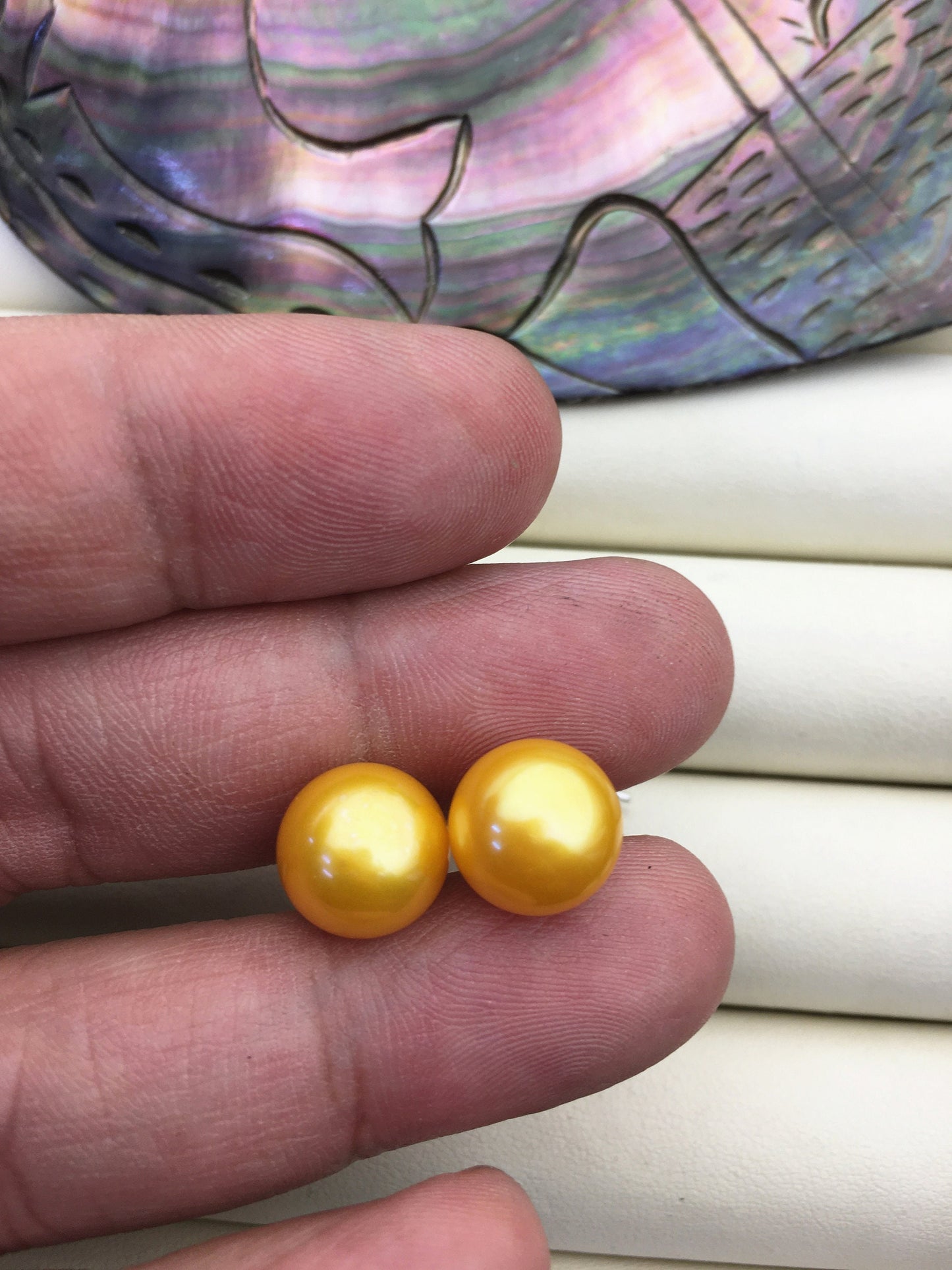 1 pair AAA 10-11mm Yellow Gold Pearl stud earrings,Sterling Silver,Wedding stud earrings,bridal,wedding party earrings,SE1-T28