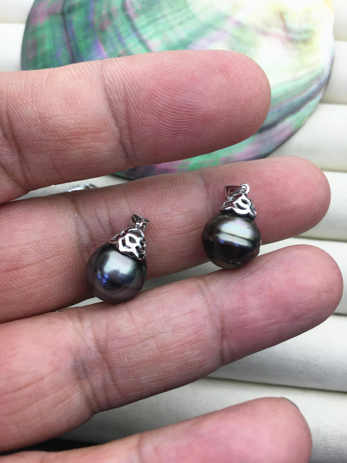 1pc 11-12mm Genuine Gray Tahitian Pearl Pendant, natural color sea pearl,pearl necklace - NC1-046-1