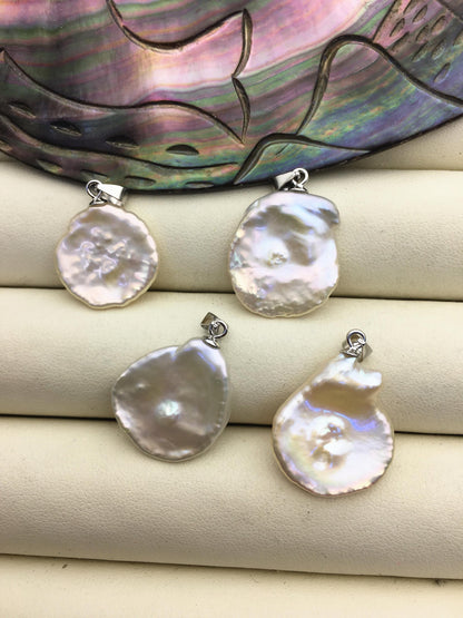 1pc AAA 16-18mm Big Light Pink keshi pearl pendant necklace,S925 Sterling silver pendant,NC1-T59
