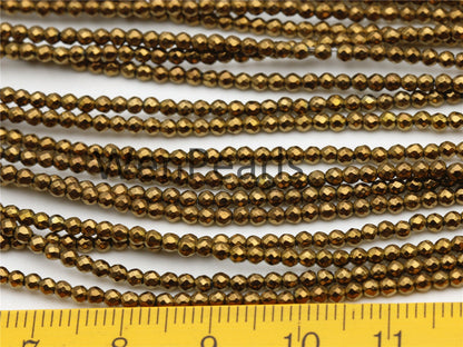 Hematite Brown,2mm Faceted Round,AAA,180 beads,15.5 inches,G50-R2-007