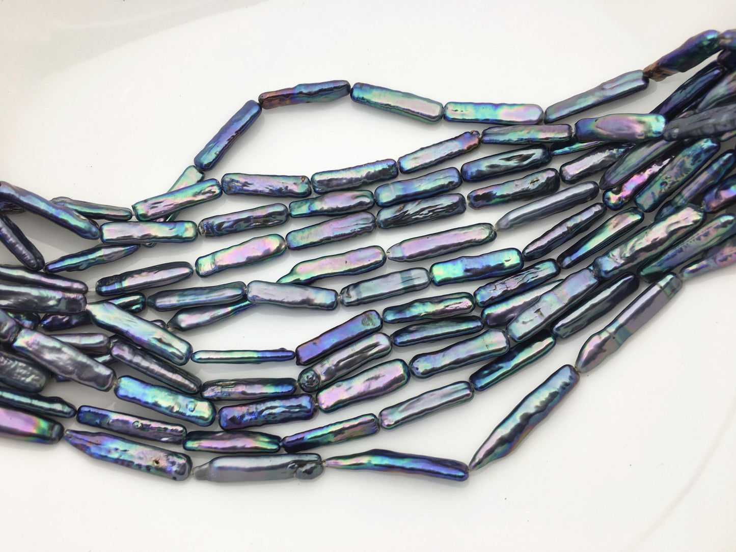 15.5'' AAA 5-6mm Black Blue rectangle pearls,ZS-80-25-19