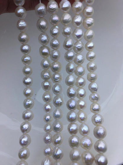 AA+ 8-10mm white baroque near round Edison Freshwater Pearl,ED10-2A-2-53