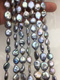 AA 10-11mm gray ranbow color drop coin freshwater pearls,flat pearl beads,COIN10-T3