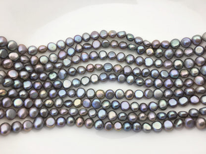 AAA 7-8mm gray nugget freshwater pearls,irregular nugget freshwater pearl strand,LM7-T8