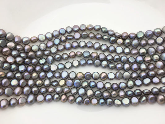 AAA 7-8mm gray nugget freshwater pearls,irregular nugget freshwater pearl strand,LM7-T8
