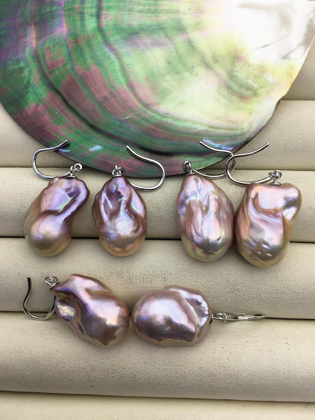 1 pair AAA 13-16mm purple flame ball pearl dangle earrings,SE3-031-36