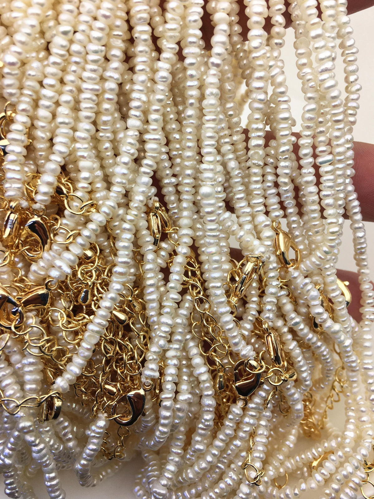 14.5+2'' AA+ 3-3.5mm white tiny potato freshwater Pearl necklace,high luster,NPN1-072