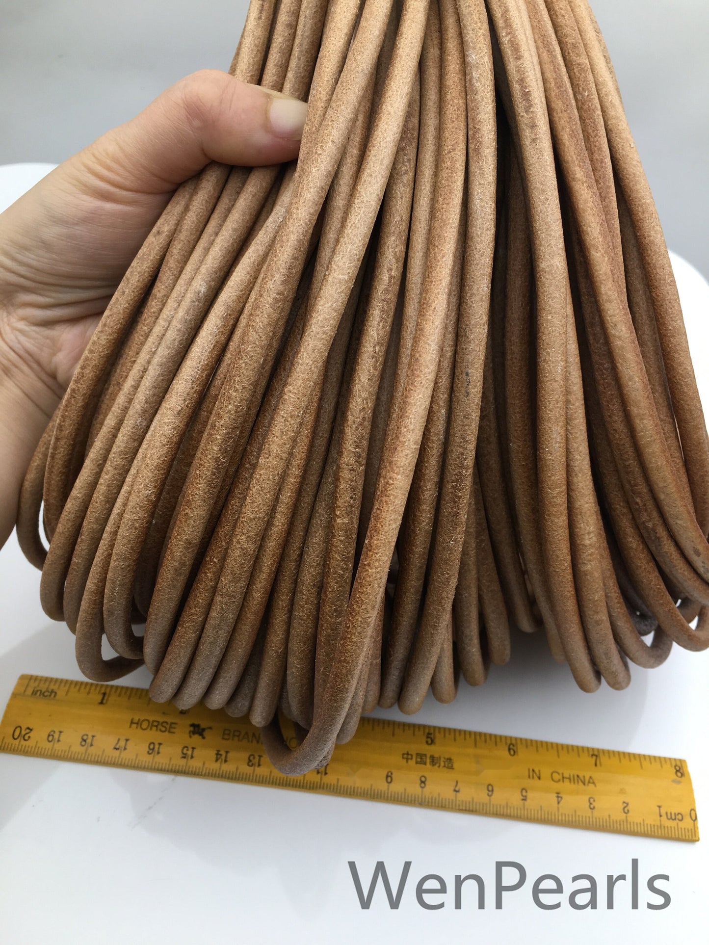 1/2/5/10 yards 6mm Natural Tan Color Round Leather Cord,Wholesale Jewelry Supplies,Distressed Matte Finish,LC6-202