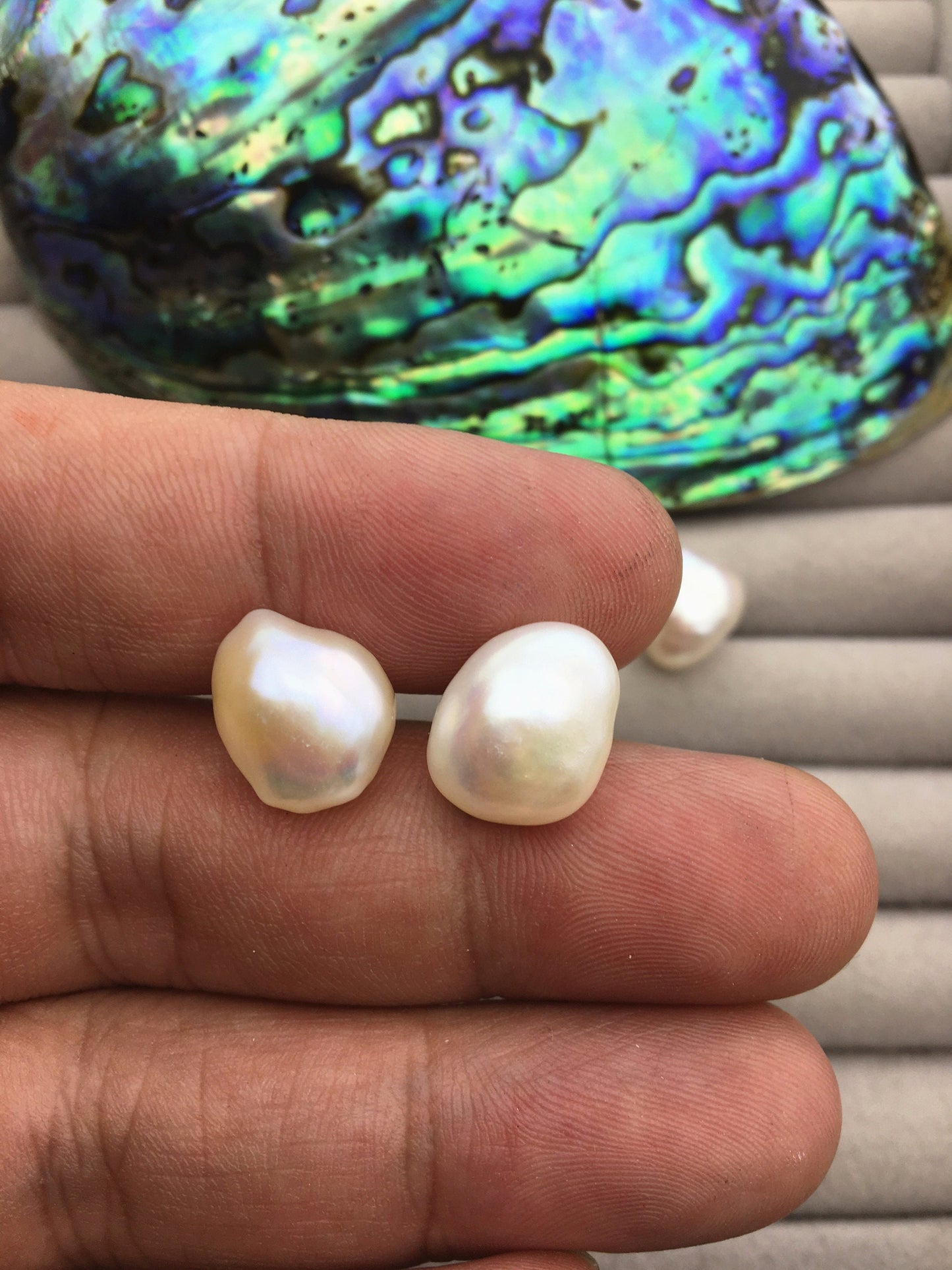 11mm big white baroque nugget Pearl Stud Earrings,freshwater pearl earrings,Wedding,classic pearl studs,SE1-069-7