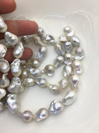 15.5'' AA+ 11-16mm white flame ball pearl,FL15-2A-5-15