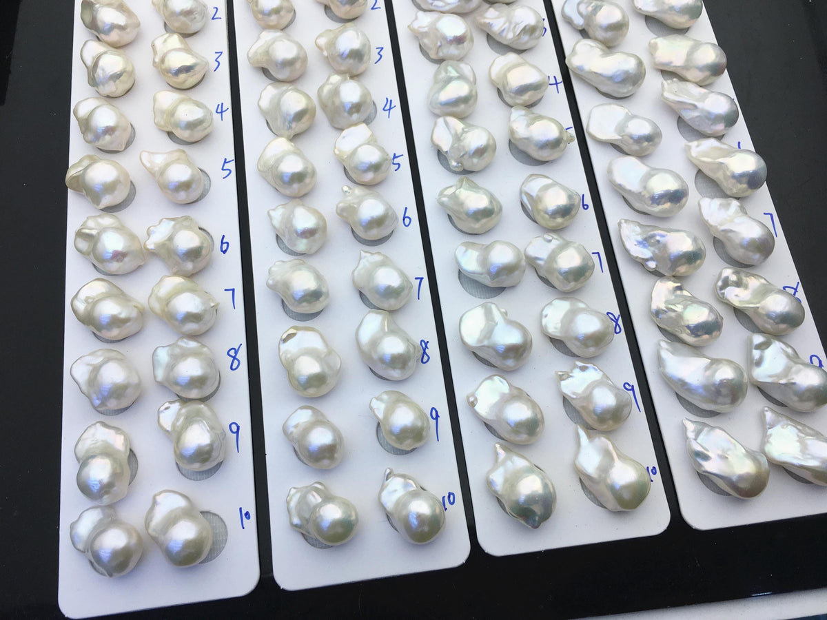 AAA 13-15x18-22mm White Flame ball Pearl Pairs - large Baroque freshwater pearl pairs,top half hole,FL15-3A-8-79