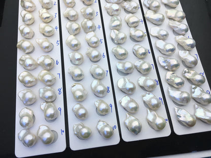 AAA 13-15x18-22mm White Flame ball Pearl Pairs - large Baroque freshwater pearl pairs,top half hole,FL15-3A-8-79