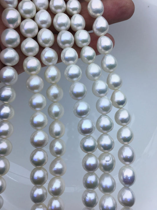 AAA 9-11mm white near round freshwater pearls,large hole,Birthday,Graduation, mother day pearl gift,RP10-T2