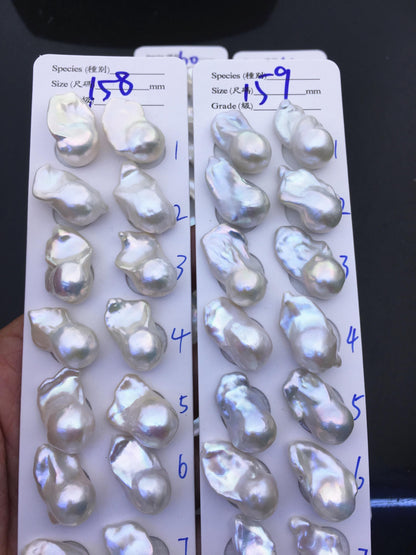 1 pair AAA 13-15x18-22mm Big White Flame ball Pearl Pairs-large Baroque freshwater pearl pairs,FL15-3A-8-67
