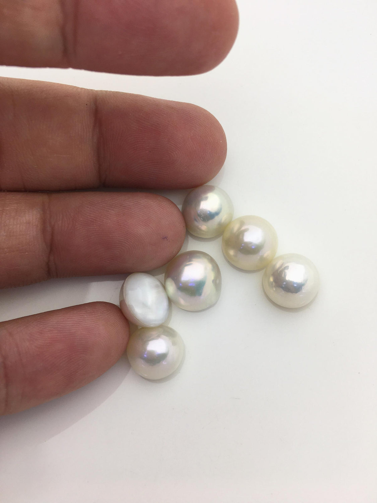 6pcs AAA 11-12mm white Baroque Mabe Freshwater Pearls,no hole,MB-T31