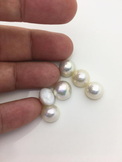 6pcs AAA 11-12mm white Baroque Mabe Freshwater Pearls,no hole,MB-T31