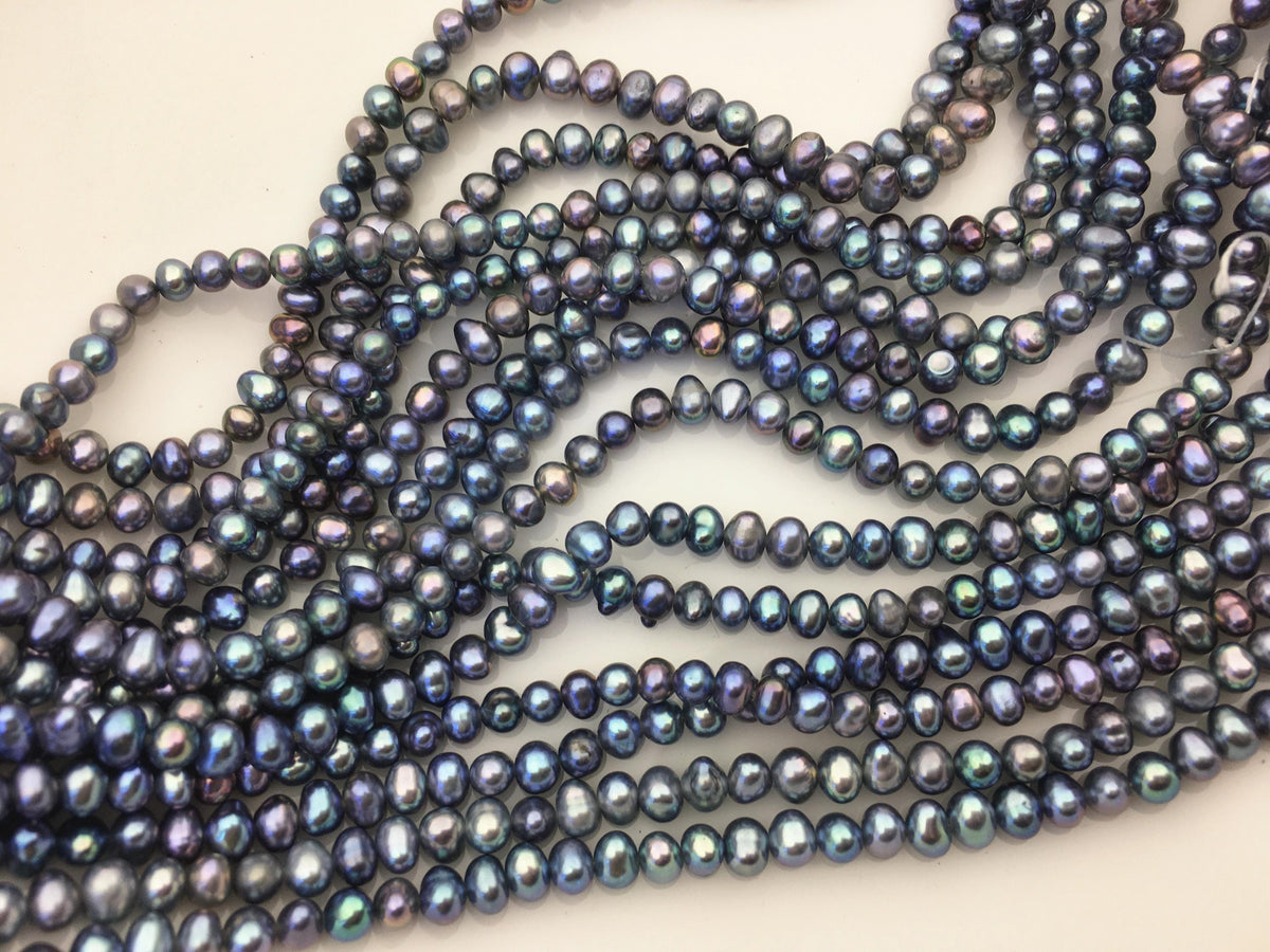 AA+ 4-4.5mm blue black potato pearls,seed freshwater pearl,CR4-2A-20