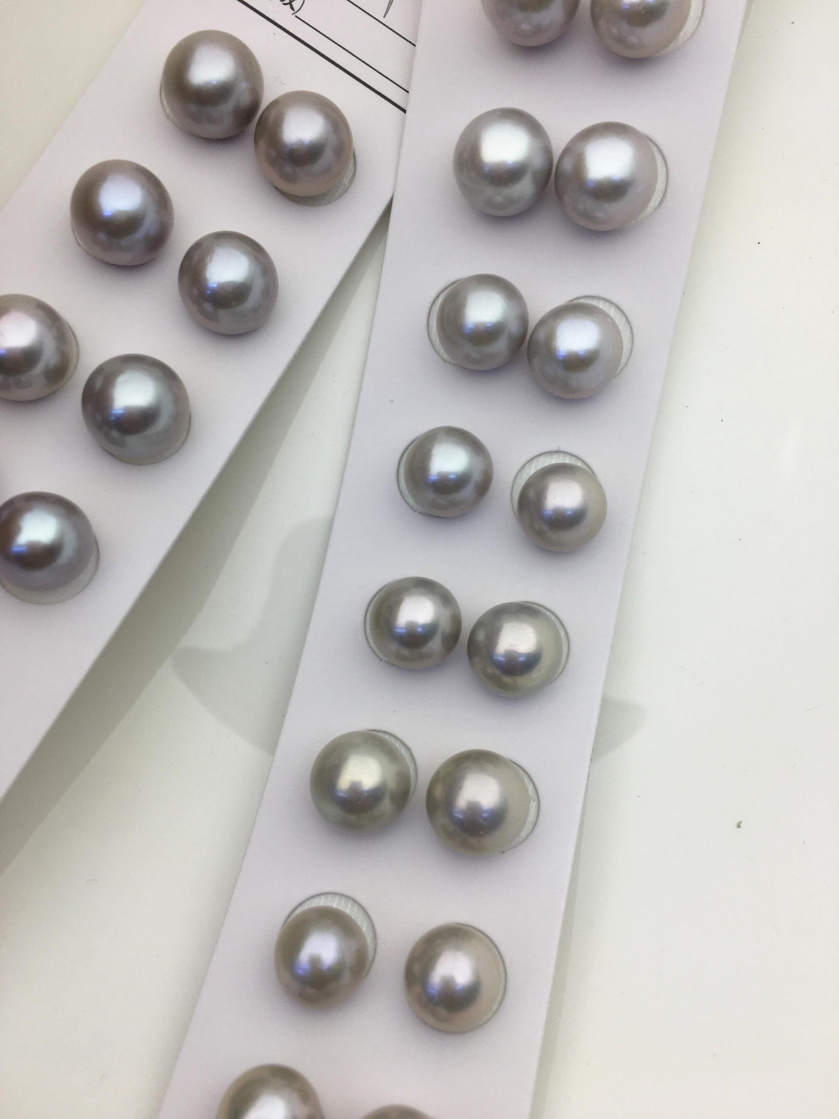 2 pairs AAA 10-11mm gray round freshwater pearls pair,half hole,RP10-3A-3
