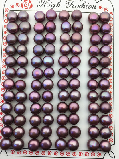 48 pairs AA+ 7-8mm brown button round freshwater pearls pairs,half hole,BTN7-T17