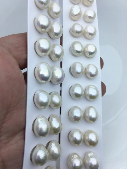 2 pairs AAA 11-12mm BIG white rice freshwater pearls pairs,rice pearl earrings,for dangle pearl earrings,LR11-3A-1