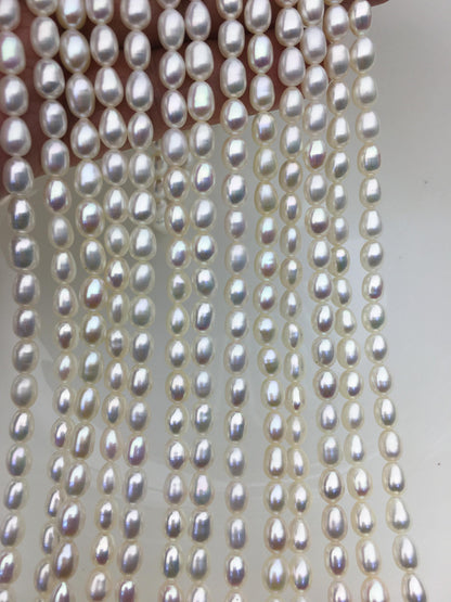 AAA 5-6mm*6-7.5mm white rice freshwater pearls,Freshwater Pearl oval Beads,LR5-3A-52