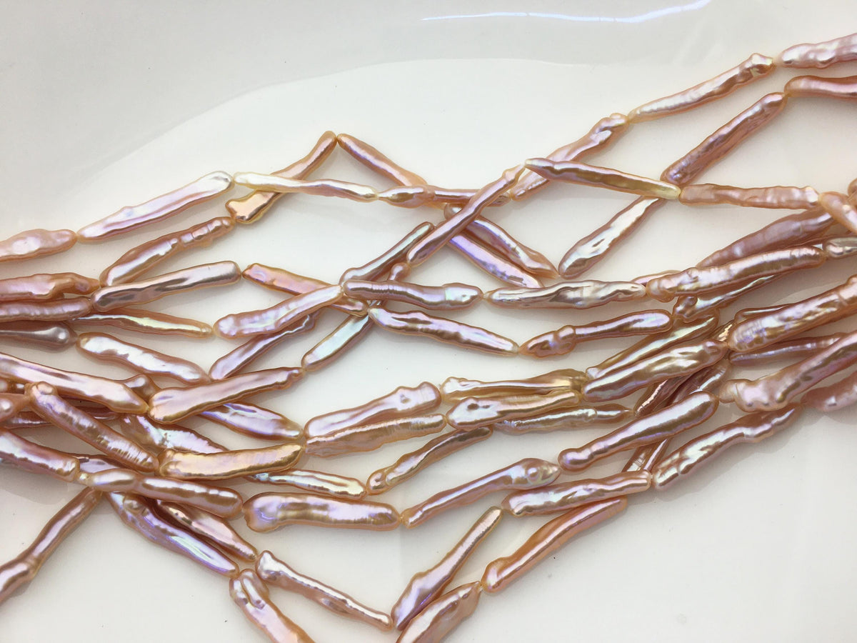 15.5'' AAA 5-7mm natural light purple rainbow Toothpick pearls,ZS-80-25-5