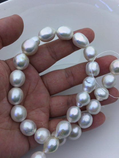 AA+ 12-15mm white big baroque drop Edison Freshwater Pearl,ED12-2A-5-10
