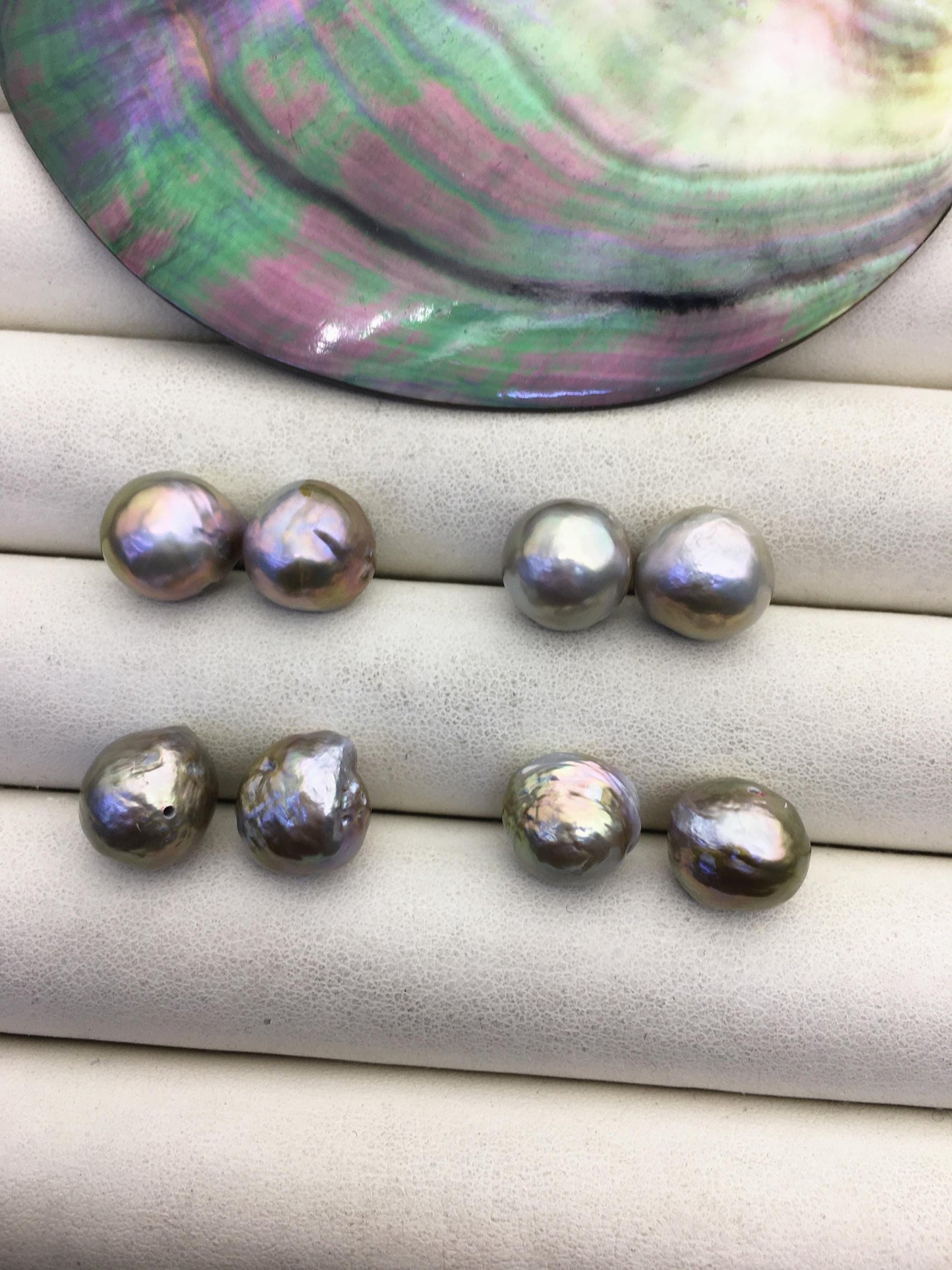 5pairs AAA 11-12mm Gray Bronze baroque edison freshwater pearl Pair,half hole,ED11-3A-2-28