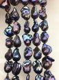 15.5'' AA+ 12-16mm Green Black Rainbow flame ball pearl,FL15-2A-5-104