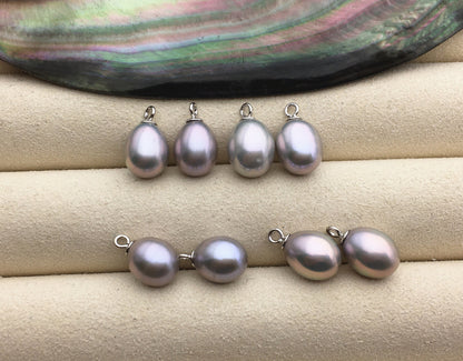 AAA 8.3-9.3mm Gray rice pearl dangle earrings,S925 Sterling Sliver pearl earrings,pearl for women,SE3-007