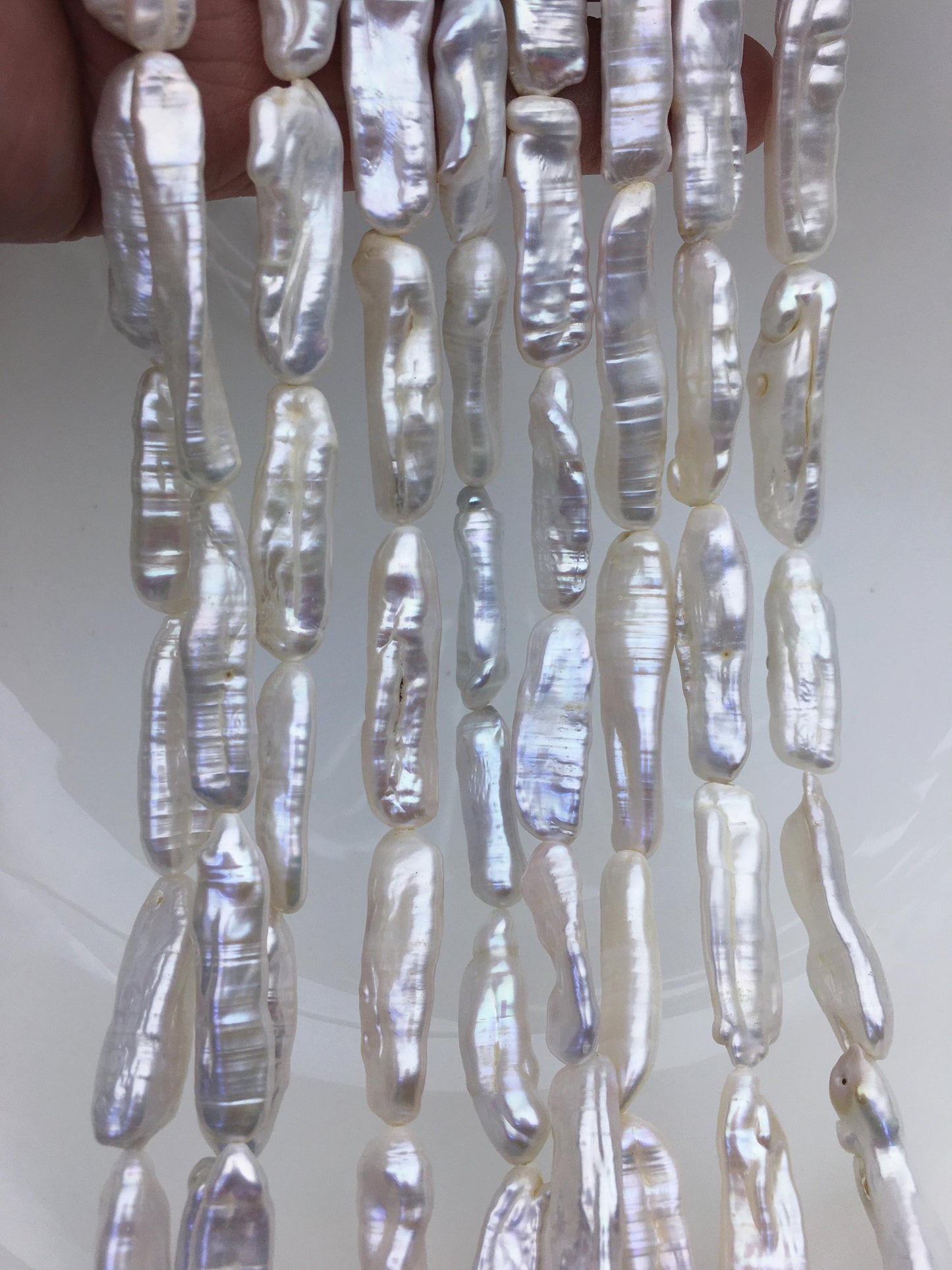AA+ 8-10mm white Thick Keshi Biwa Pearl Necklace,ZS-200-120-13