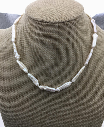 17''+2'' AA+ 4-8mm white toothpick biwa freshwater Pearl necklace,genuine freshwater Pearl necklace,NPN1-024-3