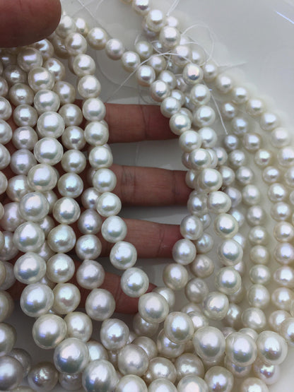 AA+ 10-12mm white oval near round Edison Freshwater Pearl,ED12-2A-5-37