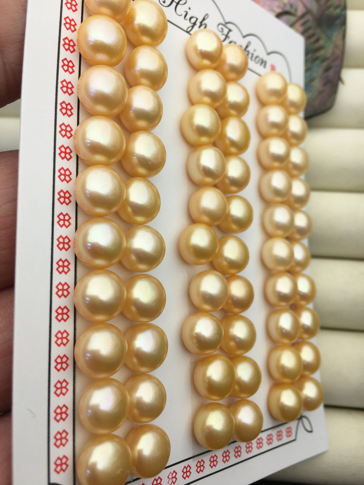 30pairs AAA 8-8.5mm yellow orange button round freshwater pearls pairs,half drill pearl,BTN8-T1
