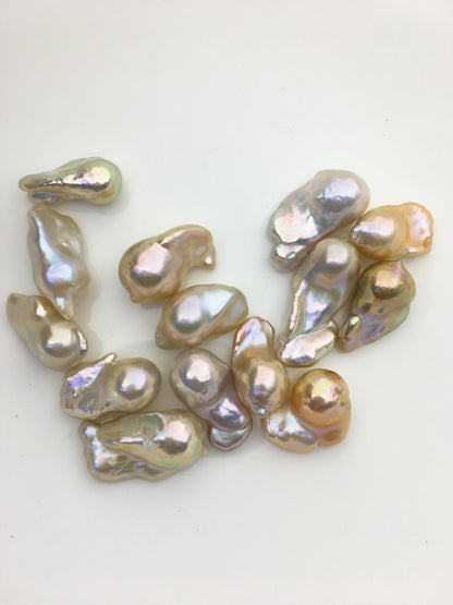 14pcs AAA 12-15mm Natural Color Flame ball Pearl - no hole,FL15-T4-43