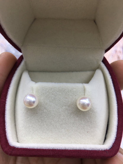 AAA 6.5-7mm round pearl stud earrings,cultured pearl beads,natural pearls,SE3-076